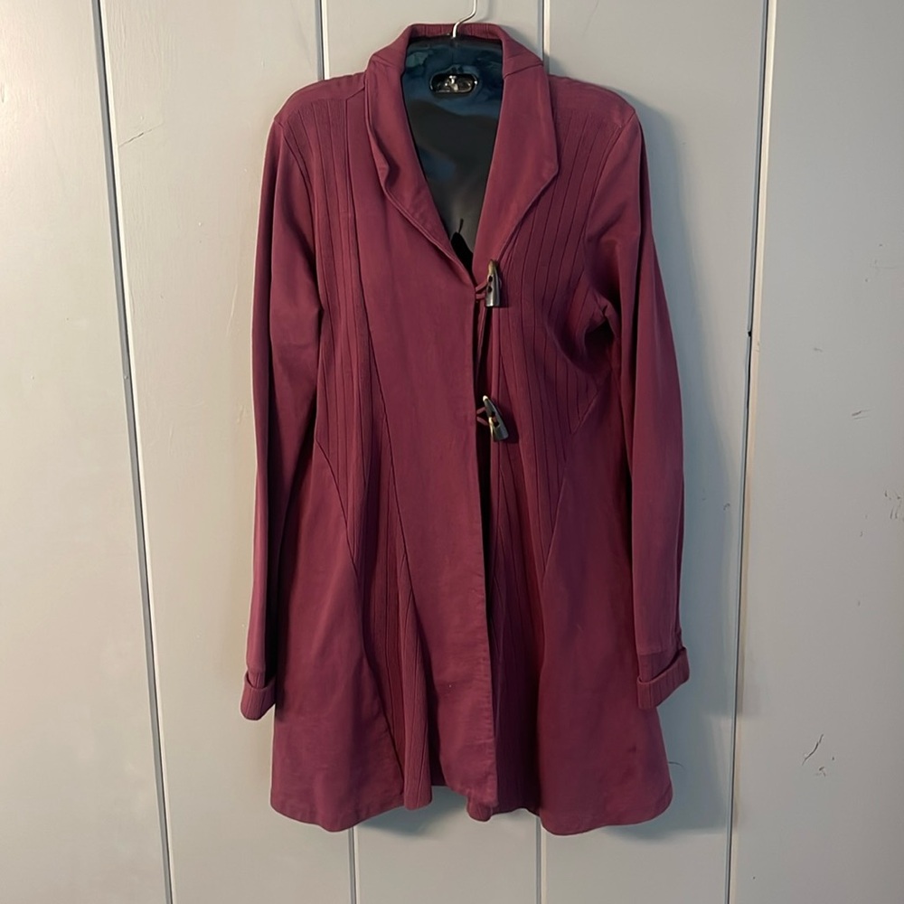 Lucky Brand Jacket Coat Burgundy Minimalist Tailored Academia Preppy Grunge